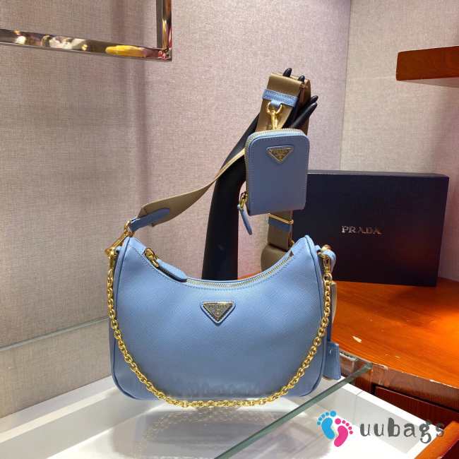 Prada Re-Edition 2005 Saffiano blue leather bag 1BH204 - 1