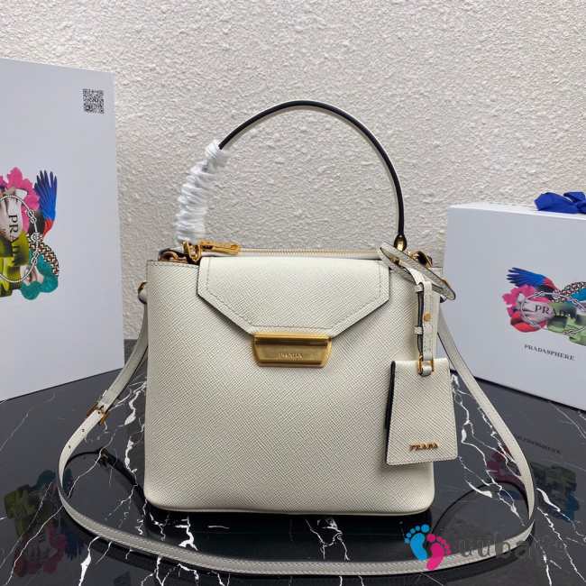 Prada Saffiano Top Handle Bag White 1BN012 - 1