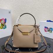 Prada Saffiano Top Handle Bag Beige 1BN012 - 1