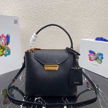 Prada Saffiano Top Handle Bag Black 1BN012