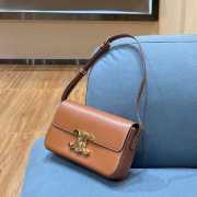 Celine Triomphe Shoulder Bag Shiny Calfskin Brown - 5