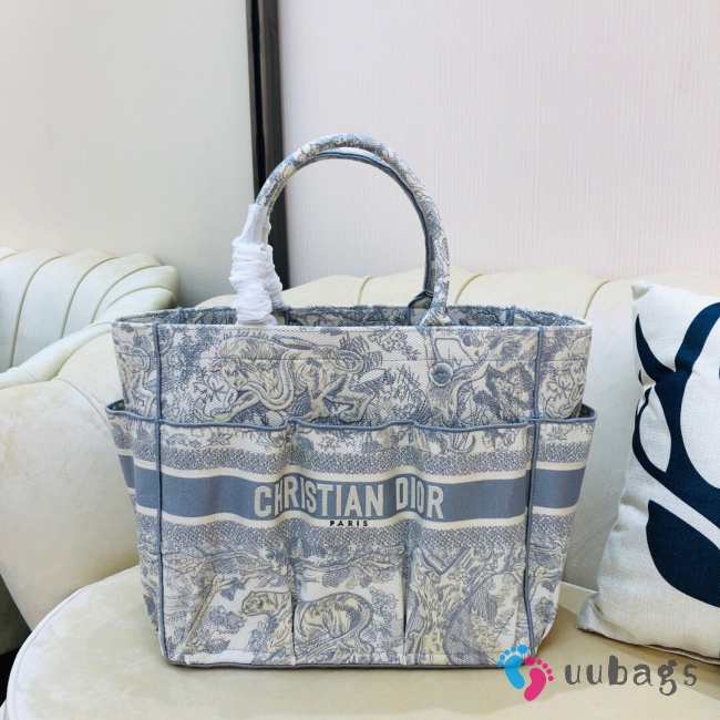 DIOR Book Tote Gray Design Embroidery Bag 41cm - 1