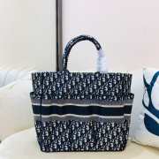 Dior Book Tote Blue Oblique Embroidery Bag 41cm - 3