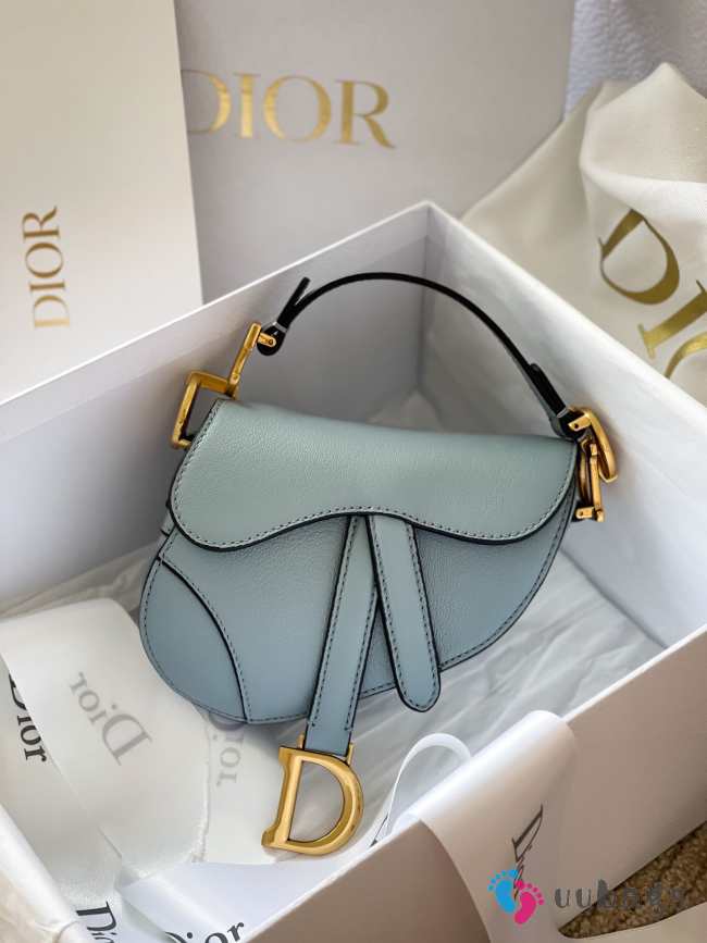 Dior Micro Saddle Mini Grained Leather in Blue - 1