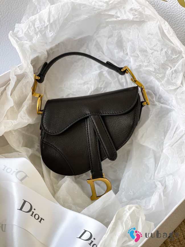 Dior Micro Saddle Mini Grained Leather in Black - 1