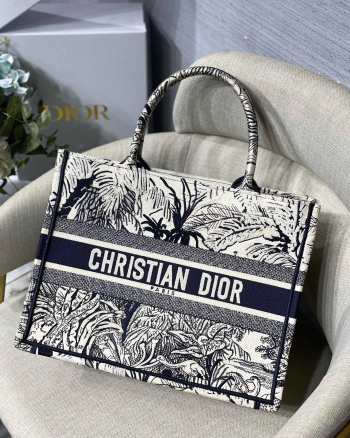 Dior Book Tote Black Jungle Embroidery Bag 41cm