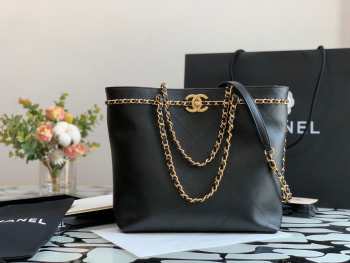 Chanel Calfskin Chain Shopping Bag AS2374 Black