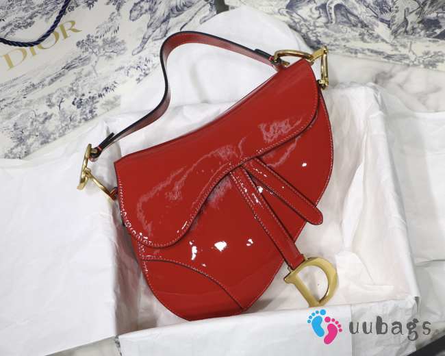 Dior Saddle Oblique Shiny Red 25cm - 1