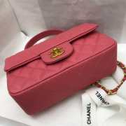 Chanel grained calfskin top handle flap bag pink 20cm - 6