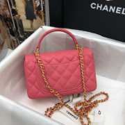 Chanel grained calfskin top handle flap bag pink 20cm - 5