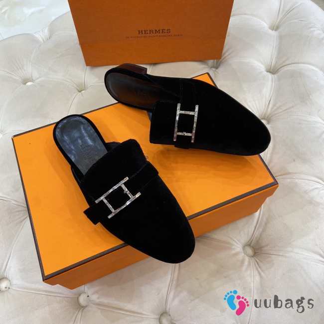 Hermes Black Flats - 1