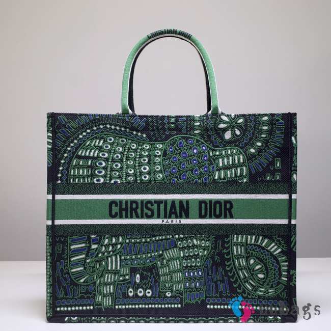 Dior Tote Book Green Elephant 41cm  - 1