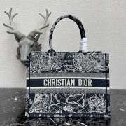 Dior Book Tote Black and White Dior Around the World Embroidery 36cm - 1