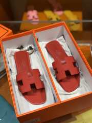 Hermes slipper red grain leather - 4