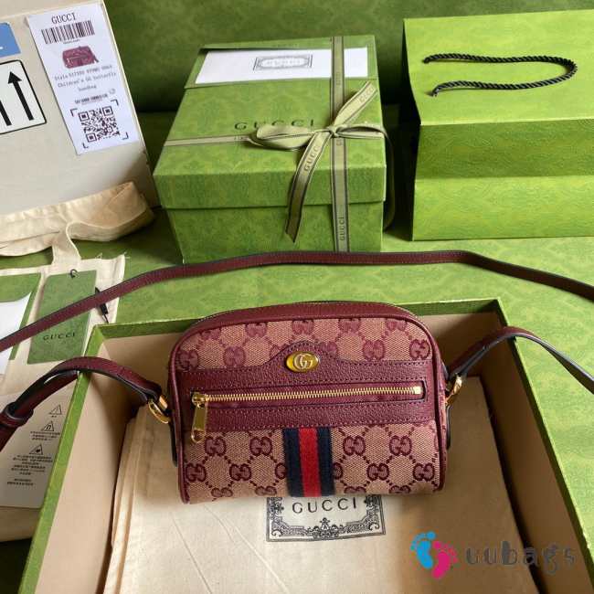 Gucci GG Supreme Ophidia Mini Bag in Red - 1