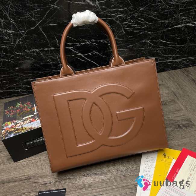 Dolce & Gabbana Beatrice DG brown leather tote bag - 1