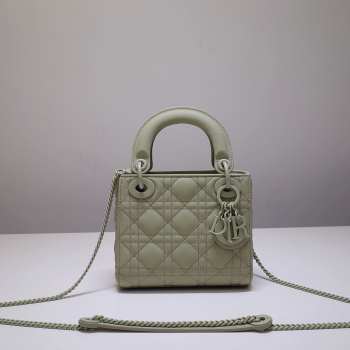 Lady dior matte Rattan print green buckle matel chain 17cm