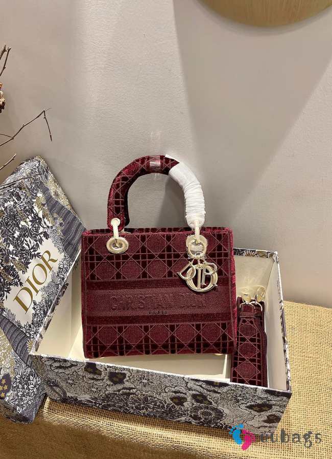 Dior Lady D-Lite Embroided Red 24cm - 1