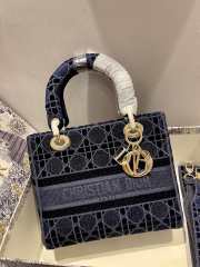 Dior Lady D-Lite Embroided Blue 24cm - 5