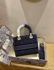 Dior Lady D-Lite Embroided Blue 24cm - 4