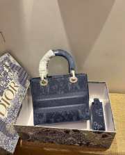 Dior Lady D-Lite Embroided Denim 24cm - 5