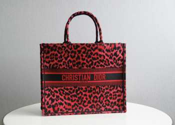 Dior Book Tote Red Mizza Embroidery 41cm