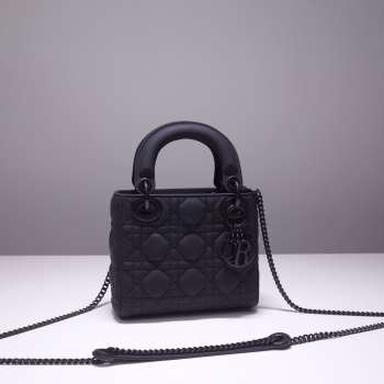 Dior Lady Mini Lambskin Bag Matte Black 20cm