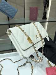 Chanel Grained Calfskin Wallet Charm WOC White - 3