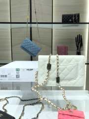 Chanel Grained Calfskin Wallet Charm WOC White - 4