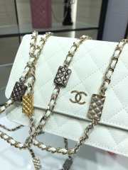 Chanel Grained Calfskin Wallet Charm WOC White - 5