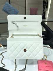 Chanel Grained Calfskin Wallet Charm WOC White - 6