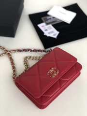 Chanel Quilted 19 Wallet on Chain WOC Red 2019 - 6