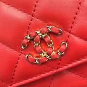 Chanel 19 Denim Wallet on Chain in Red AP0957 - 3