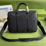 GG embossed briefcase in black leather - 1