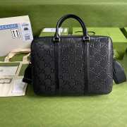 GG embossed briefcase in black leather - 2