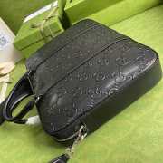 GG embossed briefcase in black leather - 3