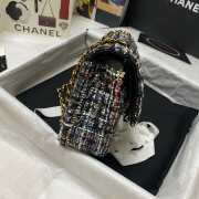 Chanel 25cm Tweed & Gold-Tone Metal Black Double Flap Bag - 2