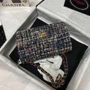 Chanel 25cm Tweed & Gold-Tone Metal Black Double Flap Bag - 6