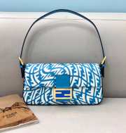 Fendi Baguette 1997 Blue glazed canvas bag 28x13.5x6cm - 1