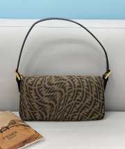 Fendi Baguette 1997 brown glazed canvas bag 28x13.5x6cm - 6