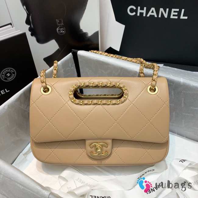 Chanel handle flap bag beige AS1466 - 1