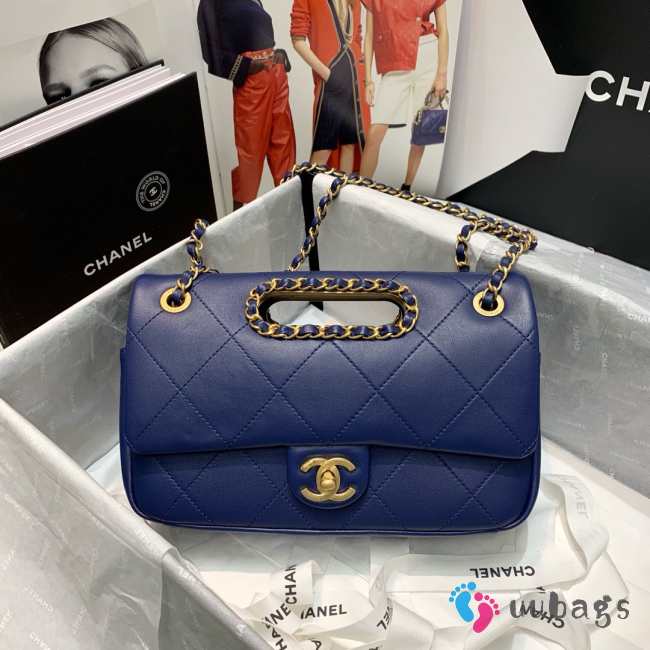 Chanel handle flap bag blue AS1466 - 1