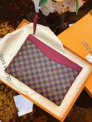 LV Pouch Wallet Gray/ Beige / Red  - 5