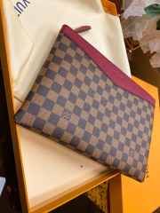 LV Pouch Wallet Gray/ Beige / Red  - 2