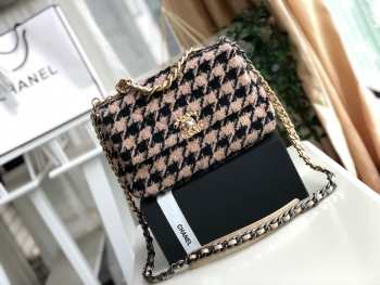 Chanel 19 Tweed Flap Bag Nude Pink 26cm