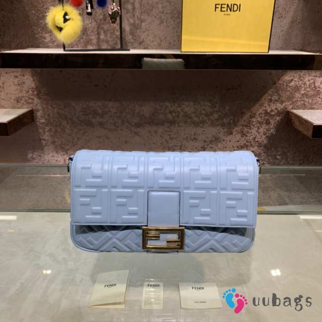 Fendi Baguette blue leather bag 32cm - 1