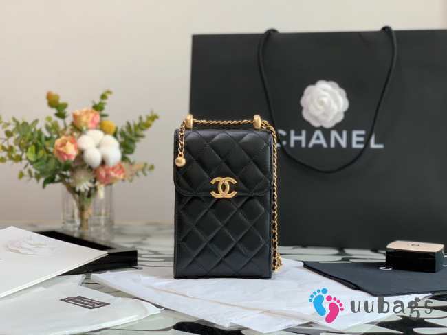 Chanel Quilted Lambskin Phone Holder with Chain - 1