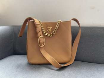 Chanel Calfskin Hobo Bag Beige