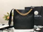 Chanel Calfskin Hobo Bag Black - 6