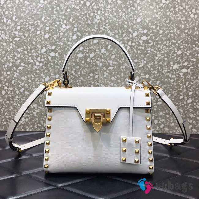 Valentino Garavani Rockstud Alcove white leather tote bag - 1